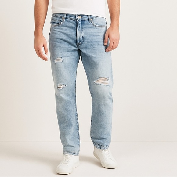 Old Navy Relaxed Slim Taper Jeans 34 Bright Acid Wash - Picture 1 of 12